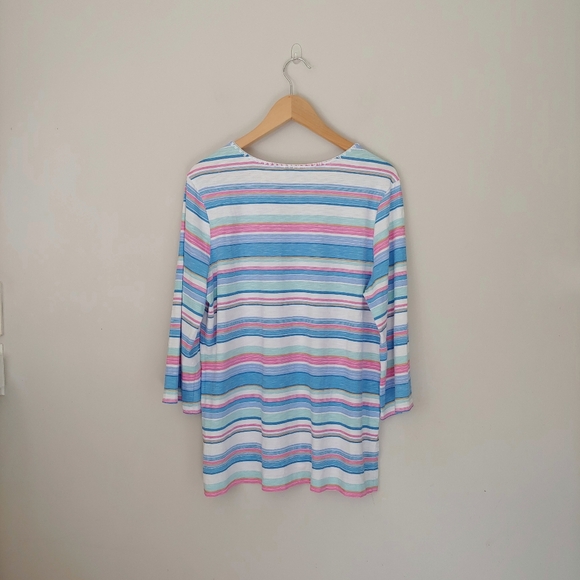 Tommy Bahama Festival Stripe Bell Sleeve Tunic Shirt Striped Size XL Cotton - Picture 4 of 12